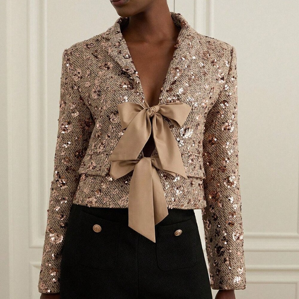 Multicolor Party Women's Tweed Short Jacket